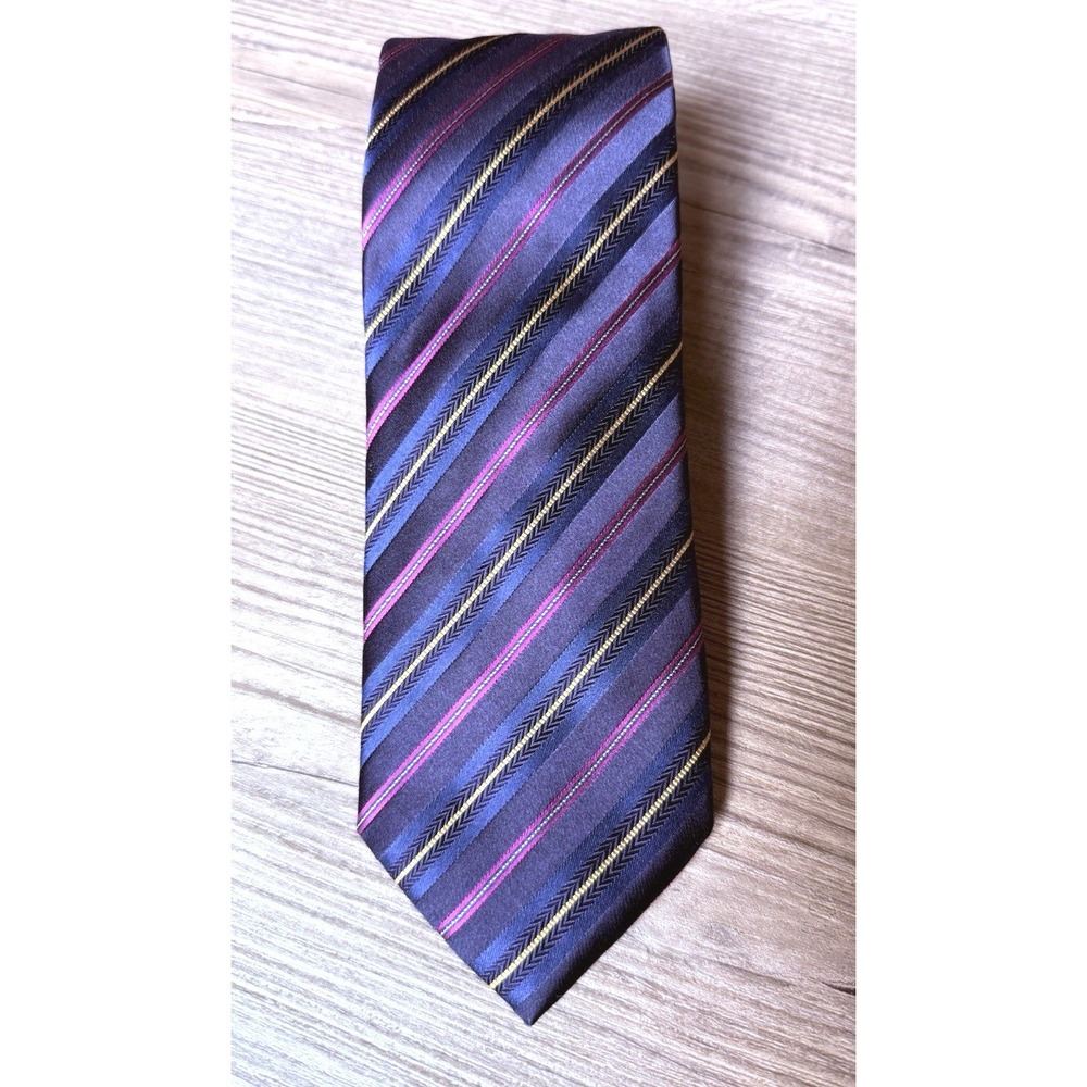 Santorelli Necktie Mens OS Blue Purple Red Gold Silk Striped Italy